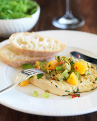 Chargrilled Chicken with Green Olive and Orange Salsa